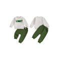 thumbnail image 2 of Toddler Girl Boy Spring Outfits 6 12 18 24 Months 2T 3T Baby Boy St Patricks Day Clothes Letter Shamrock Embroidery Long Sleeve Sweatshirt with Elastic Waist Solid Pants 2 Pcs Set, 2 of 9