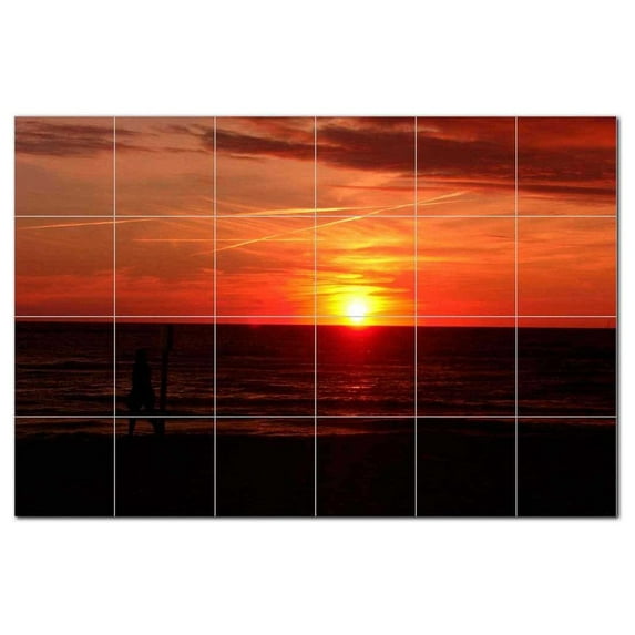 Sunset Ceramic Tile Mural Kitchen Backsplash Bathroom Shower, 401557-L64