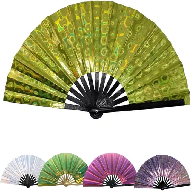 EIMELI Line Dance Popping Fan Pop Line Dance Handheld Folding Fan with Loud Clappers Rave Snap Clack Popping Fans Large Metal Fans Chinese & Japanese Style Boots on The Ground