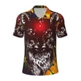 thumbnail image 2 of Daiia Wolf With Wildflowers Pattern Men’s Polo Shirts,Solid Deck Shirt,Classic Fit, Breathable Cotton Polo for Casual and Sport Wear-4X-Large, 2 of 7