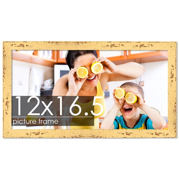 12x16.5 Farmhouse Yellow Wood Frame - UV Acrylic, Foam Board Backing & Hanging Hardware 16"x40"