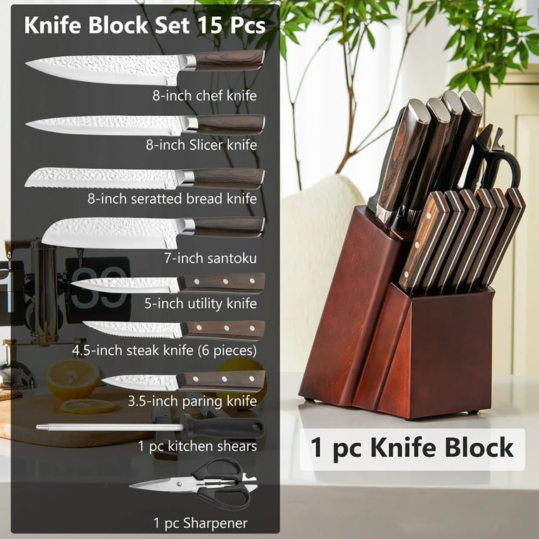Costway 14-Piece Kitchen Knife Set Stainless Steel Knife Block Set