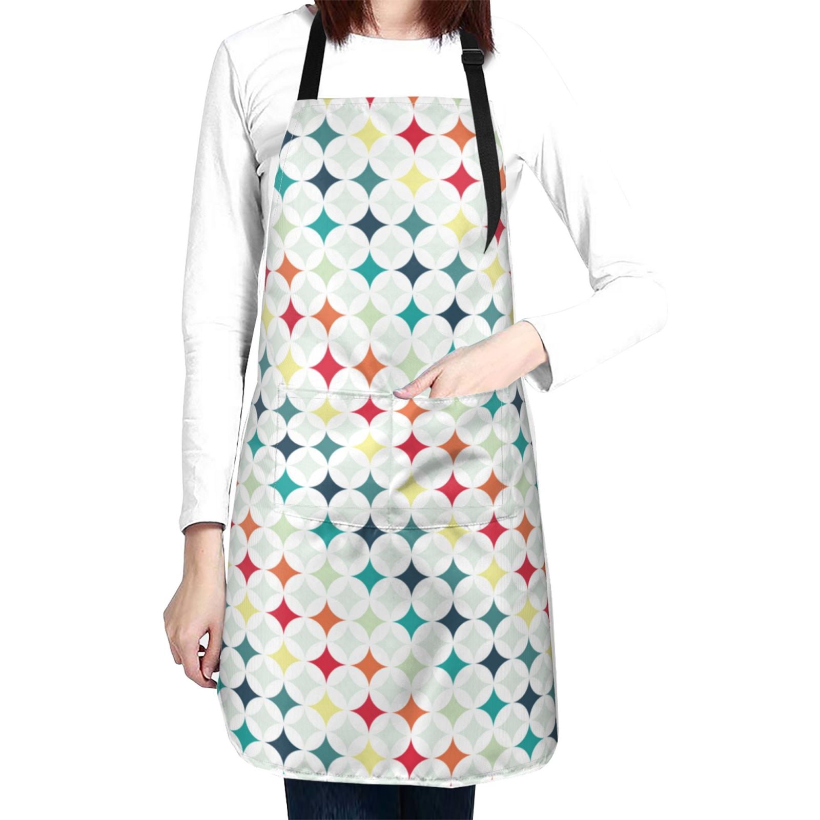 Kdxio Colorful Geometric Apron with Pockets Adjustable Kitchen Aprons for Men Women Waterproof Aprons for Cooking,Drawing,Crafting, Baking Household Cleaning