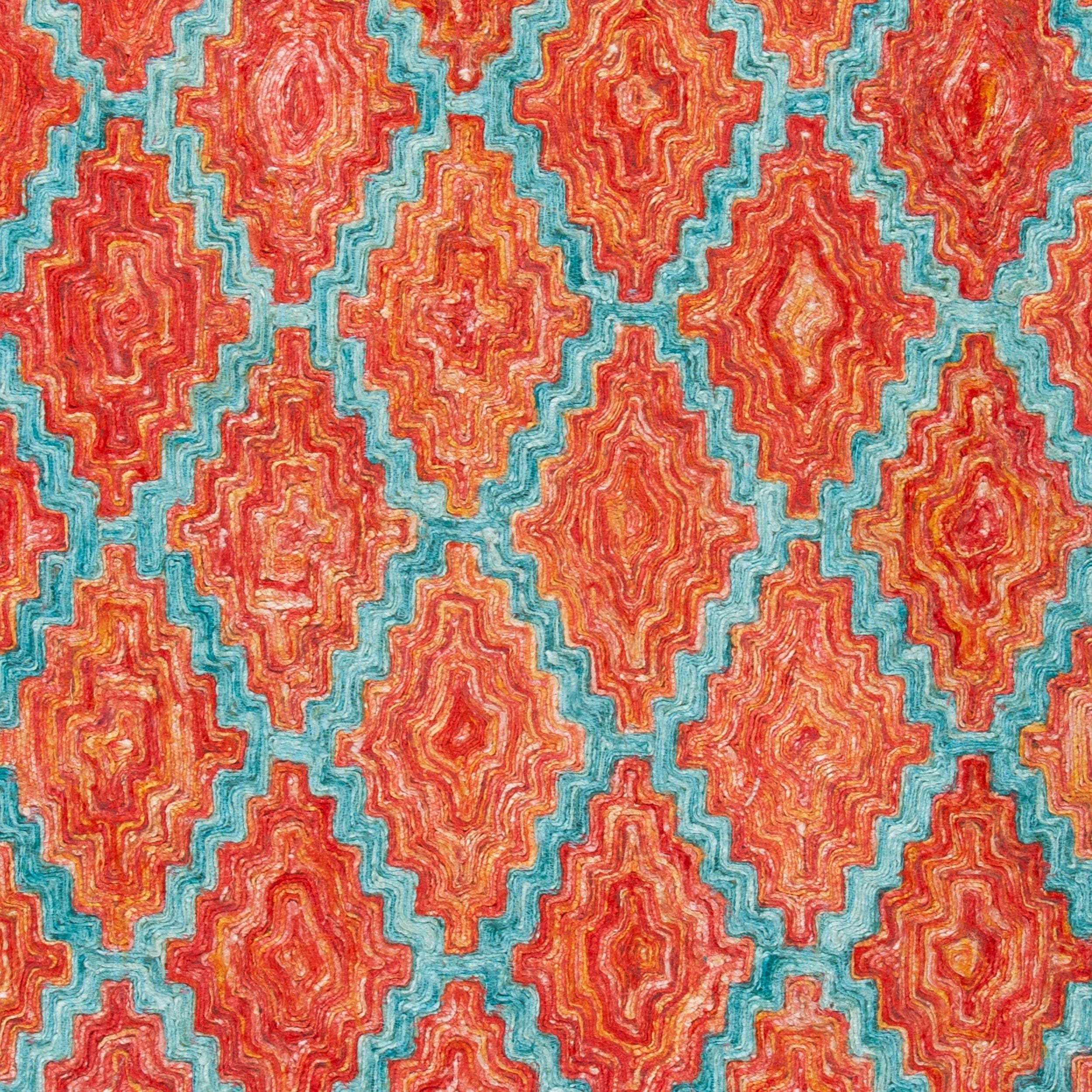SAFAVIEH Sahara Jeptha Geometric Trellis Area Rug, Rust/Aqua, 4' x 6'