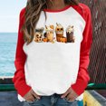 thumbnail image 2 of Raeneomay Long Sleeve Shirts for Women Halloween Printed Colour Matching Round Neck Casual Tee Tops, 2 of 4