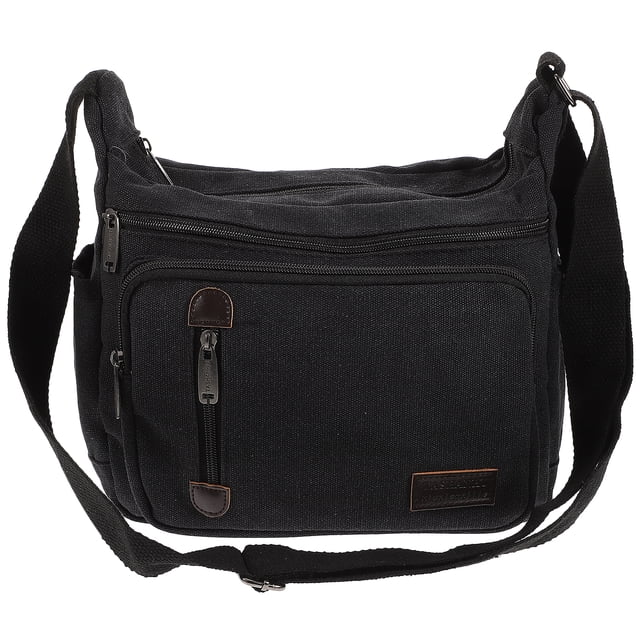 EeaseMX Bolso bandolera de lona negra para hombre, tipo cartera, tipo sobre, para viaje.