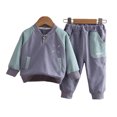 thumbnail image 2 of KYAIGUO 2PCS Baby Boys Spring Sweatshirt Pants Outfit Set Toddler Newborn Autumn Long Sleeve Pullover Tops Patchwork Joggers Sweatpants for 5M-5T, 2 of 10