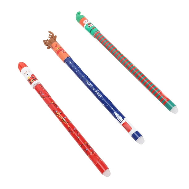 Bolígrafo De Gel Borrable, Juego De Bolígrafos De Navidad Con Tinta A Base De Agua, Rojo, Verde Y Azul Para Oficina