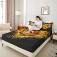 thumbnail image 4 of Castle Fairy Flying Golden Butterfly 3Pcs Twin Sheet Sets for Teens Women Girls,Love Heart Print Twin Fitted Sheet,Romantic Vintage Breathable Flat Sheet,Breathable Home Decor, 4 of 7