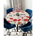 thumbnail image 5 of nqOlkjepod Red Spring Floral Round Tablecloth, Fitted Table Cover with Elastic for 36"-44" Round Tables, Welcome Botanical Farmhouse Table Cloth Outdoor Indoor Dinning Party Waterproof Tablecloths, 5 of 6