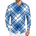 thumbnail image 2 of Dwelliawo Shirt for Men Plaid Flannel Shirts Casual Button Down Shirt Lightweight Retro Shirts Fall Tops with Pocket Blue 3XL, 2 of 4