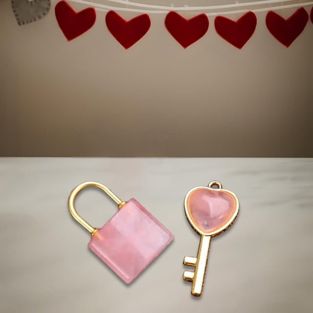 Collar versátil Yinane con Colgante de llave de piedra rosa para parejas