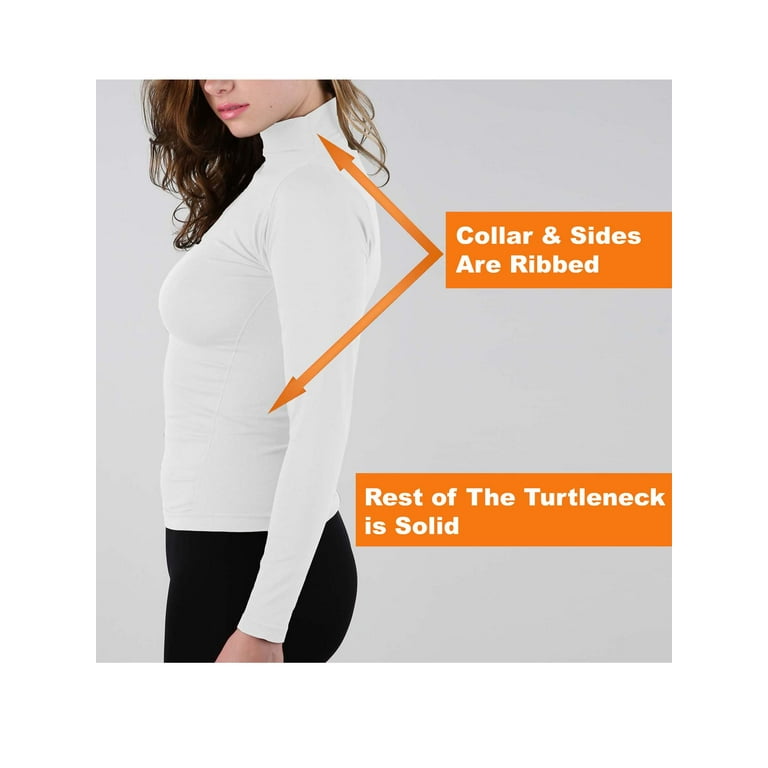 Kuda Moda Women's Ribbed Stretch Long Sleeve Mock Neck Kuda Moda Women's Ribbed Stretch Long Sleeve Mock Neck
