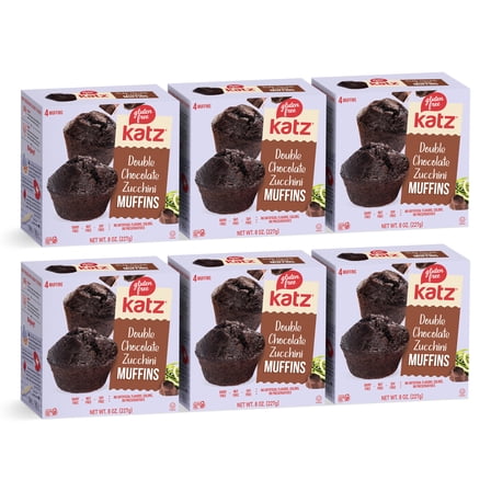 Katz Gluten Free Double Chocolate Zucchini Muffins |Gluten Free, Dairy Free, Nut Free, Soy Free, Kosher| (6 Pack, 8.0 Ounce Each)