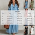 thumbnail image 3 of Guieoi Plus Size Womens Dresses Denim-Print Collared Long-Sleeve Top Maxi Dress Red XL, 3 of 5