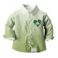 thumbnail image 6 of St. Patrick's Day Shirts Boys Girls Lapel Button Down Long Sleeve Print Tops Holiday Casual Stylish Cardigan (15-16 Years, White-I), 6 of 7