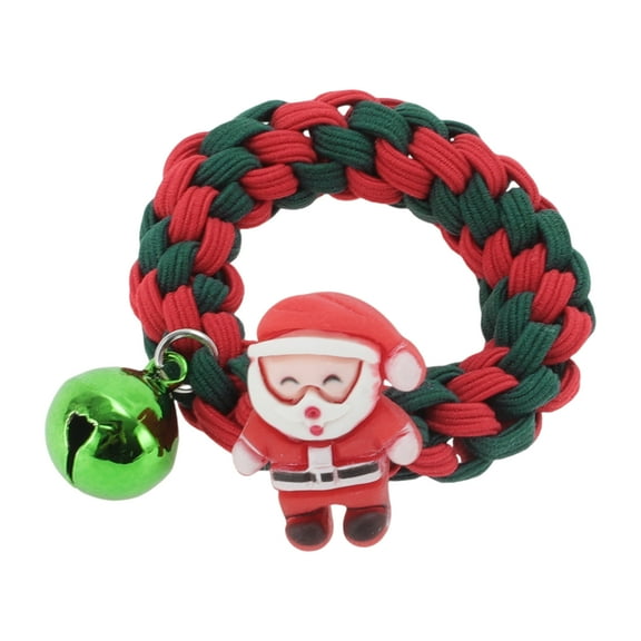 Unique Bargains 1 Pc Christmas  Hair Rope Santa Claus Bell Hair Scrunchies for Christmas Red Green