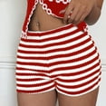 thumbnail image 4 of Women's Summer Striped Elastic Waist Drawstring Casual Shorts for Beach and Outdoor Activities, 4 of 9