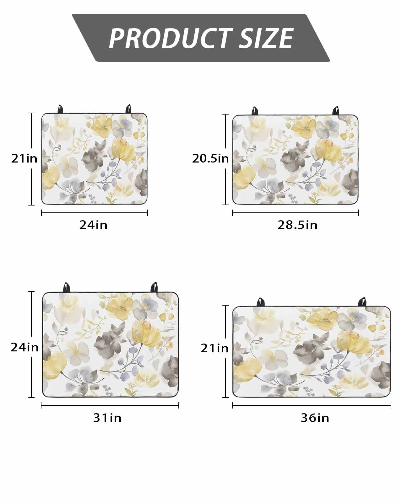 Stove Top Covers for Electric Stove, Yellow Grey Botanical Glass Stovetop Cover Protector, Spring Floral Watercolor Induction Cooktop Protector Oven Mat for Kitchen Countertop 24"x21"