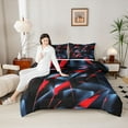 thumbnail image 4 of Homewish Modern Abstract Geometric Queen Comforter Set,3D Stereoscopic Square Bedding Sets,Red Black Bedding Comforter Set For Girls Boys,Super Cozy Room Decor Reversible,3-Piece, 4 of 8