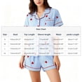 thumbnail image 3 of Pajamas Women's Pinstripes Herat Print Notch Collar Button Up Top and Short 2 Piece Loungewear, 3 of 9