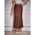 thumbnail image 4 of Skirt for Women Elegant High Waisted A Line Satin Skirts Midi Bodycon Skirt Chocolate Color S, 4 of 9