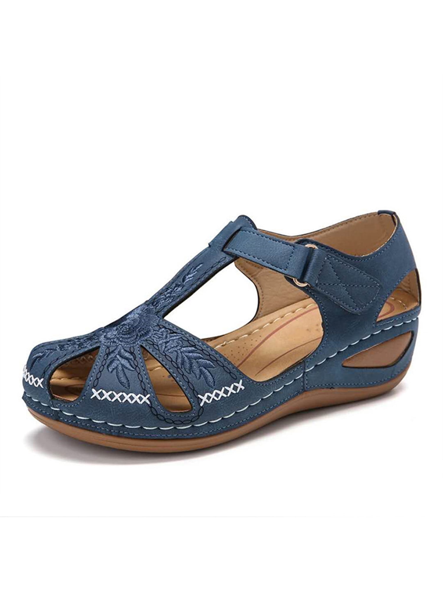 mørkere At håndtere frynser Crocowalk Wedge Sandals for Women Casual Summer Dress Closed Toe Shoes -  Walmart.com