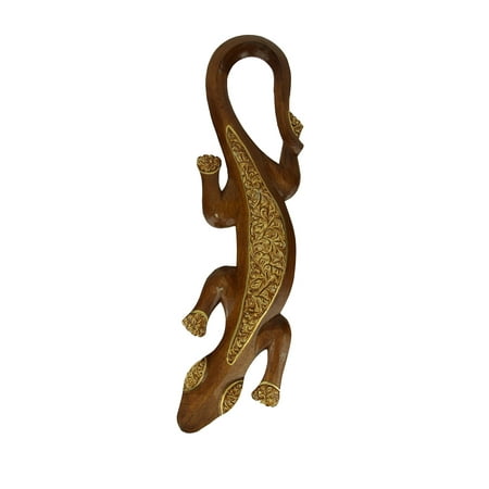 Embossed Lizard - Hand Carved Embossed Wood Gecko Lizard Wall Hanging