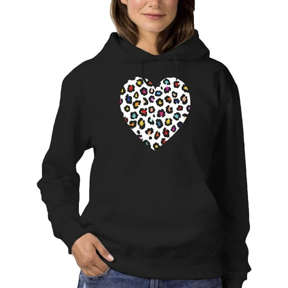 Colorful Heart Cheetah Print Hoodie Women -Image by Shutterstock, Female 4X-Large