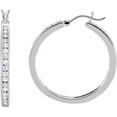 thumbnail image 4 of Channel Set Diamond Hoop Earrings in 14k White Gold, 4 of 5