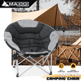thumbnail image 3 of MADOG Padded Camping Chair, Oversized Camping Chair with Cup Holder and Carry Bag, Outdoor Folding Chair Moon Round Chair for Camping Hiking Fishing Picnic, Black/Grey, 3 of 11