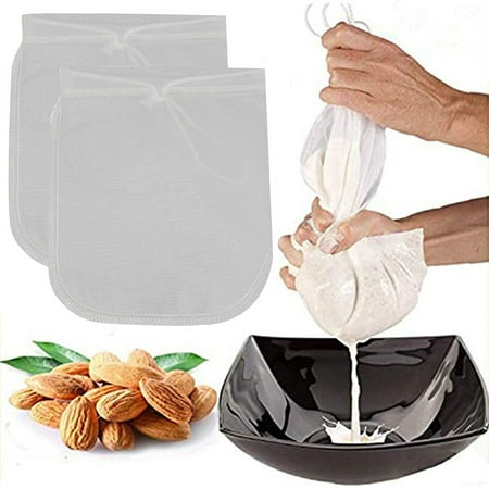 

2PCS Pro Quality Nut Milk Bag Reusable Milk Bag & All Purpose Food Strainer