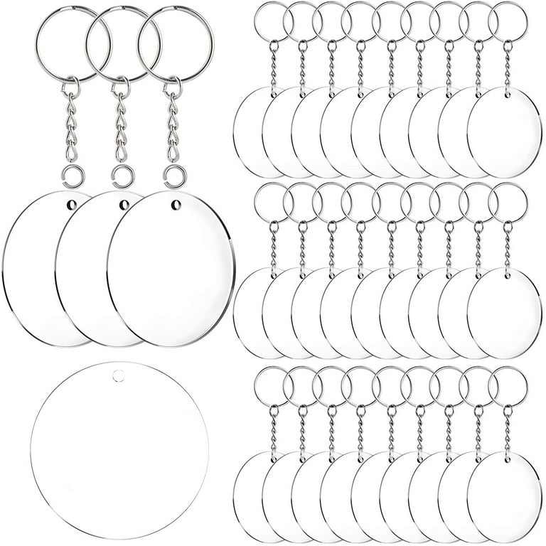 2 Inch Round Clear Acrylic Key Chain Blanks Set of 50 Clear Acrylic  Keychains Round Keychain Blanks Two Inch Round Acrylic Key Chains 