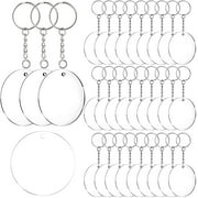 JESOT Acrylic Keychain Blanks, 30 Pcs 2 Inch Diameter Round Acrylic Clear Discs Circles with 30 Pcs Metal Split Key Chain Rings