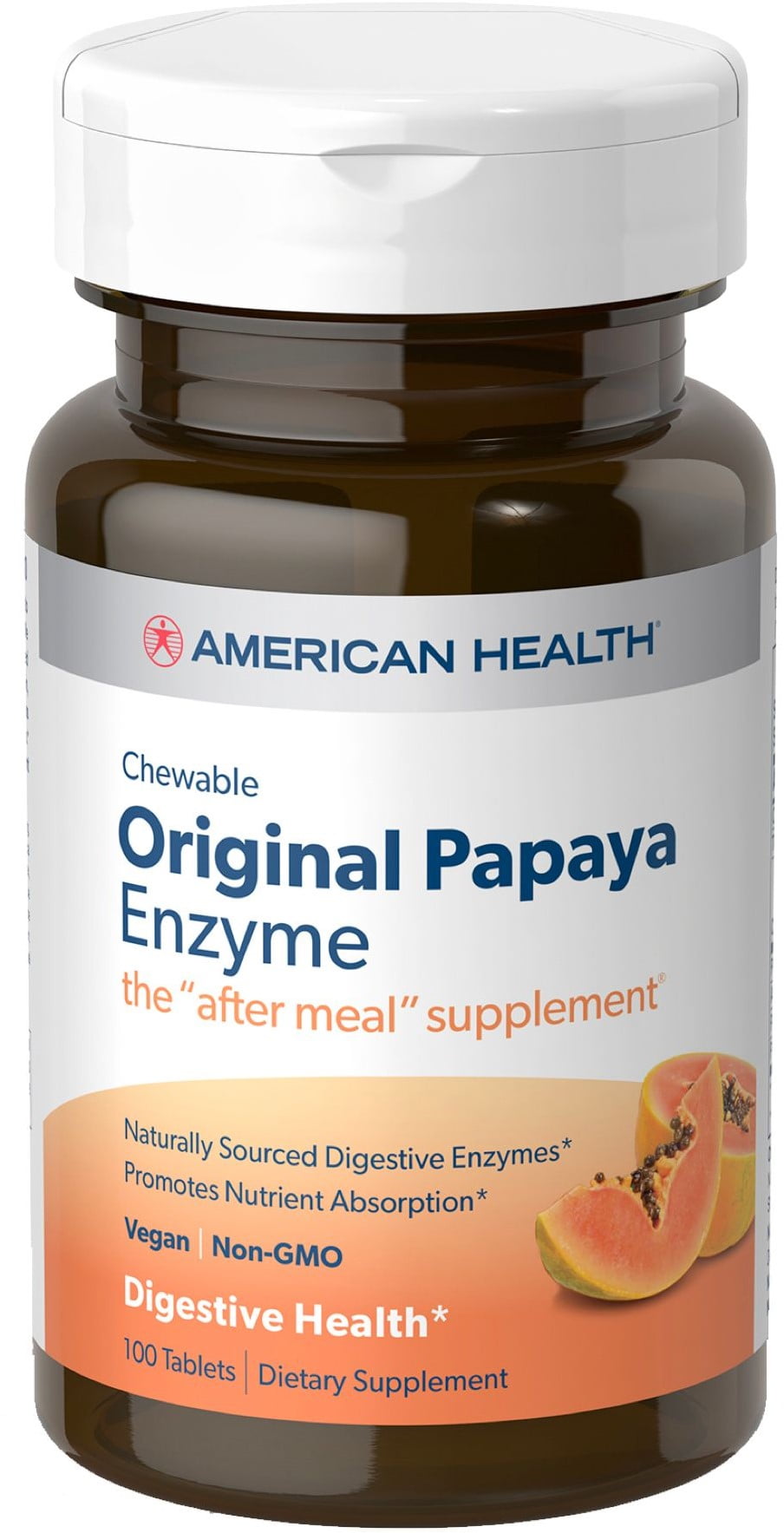 American Health Original Papaya Enzyme Chewable Tablets 100 Count, 33