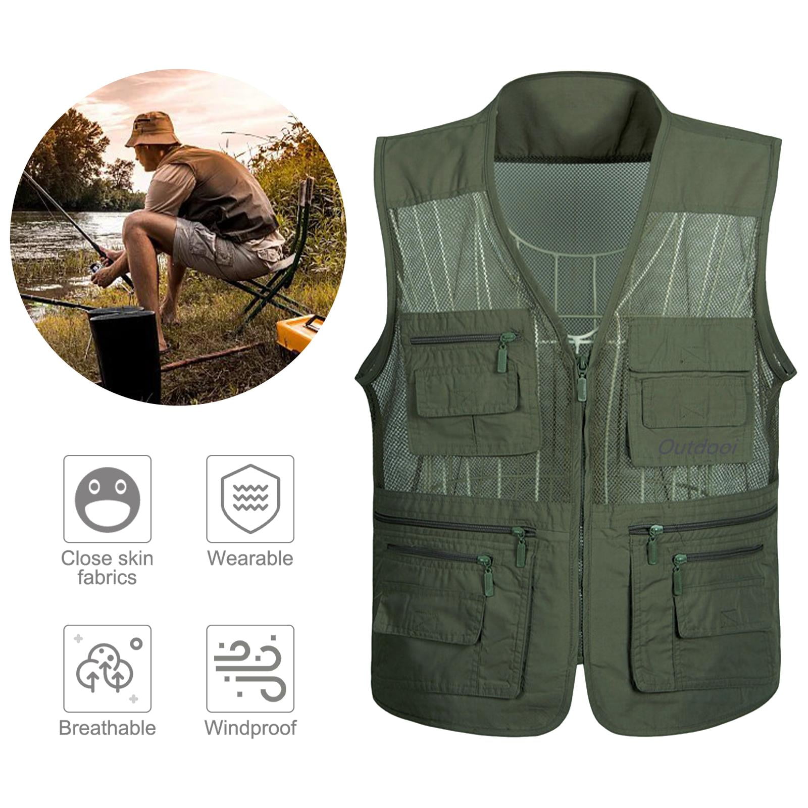 Generic Mens Summer Mesh Fishing Vests Multi-pocket Outdoor Work Big Size  Zipper Jacket @ Best Price Online