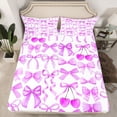 thumbnail image 2 of Feelyou Cartoon Bowknot Cherry Twin Sheet Sets, Kawaii Princess Bedding, 3 Pieces, 2 of 7