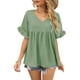 thumbnail image 1 of Camisetas de manga corta para mujer, camisetas casuales con mangas con volantes en V para mujer, camisetas casuales para mujer, máxima confiabilidad, 1 of 6