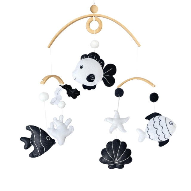 Crib Mobile VN3BTOY Montessori, peces blancos y negros, de 0 a 5 meses