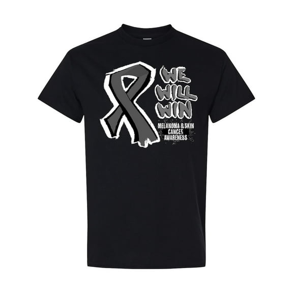 Inktastic Ribbon We Will Win Melanoma & Skin Cancer Awareness T-Shirt