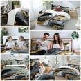 thumbnail image 5 of Abstract Marble Texture Bedding Duvet Cover Set Queen Size 4 Pieces Black Gold Crack Gradient Bedding Set with Zipper Closure, 1 Comforter Cover 90x92 Inches 1 Flat Sheet & 2 Pillow Cases, 5 of 7