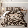 thumbnail image 2 of Erosebridal Chic Leopard Print Twin Quilt Set,Light Brown Bowknot Print Twin Coverlet Set For Bow Lovers,2-Piece, 2 of 7