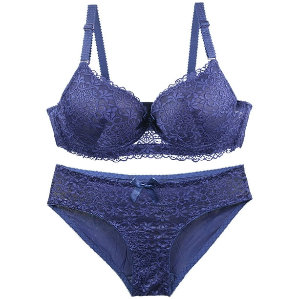 Karight Womens Bras and Panty Sets Push Up Lace Bras Set Plus Size Embroidery Bra Comft Underwear Lift Up Underwire Bra