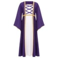 thumbnail image 3 of Ocealan Girls Medieval Renaissance Dress Long Sleeve Lace-Up Vintage Princess Dress Maxi Party Gown Dark Purple 16, 3 of 7