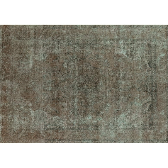 Ahgly Company Indoor Rectangle Oriental Turquoise Blue Industrial Area Rugs, 4' x 6'