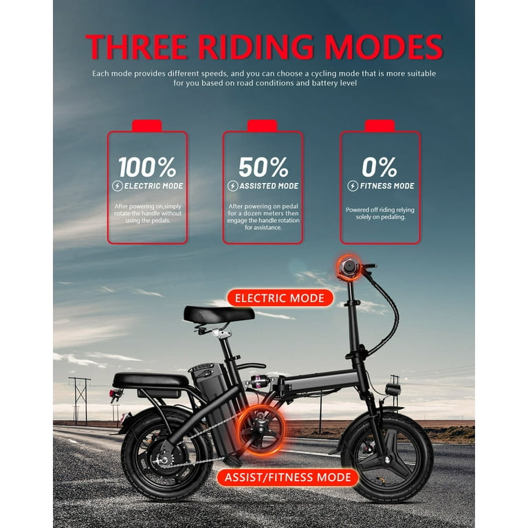 Electric Bike for Adults 350W Motor, 20 Mph Folding Ebike, 14