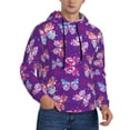 thumbnail image 2 of Pofeuu Bright Butterflies Print Mens Casual Hooded Collar Drawstring Hoodies Pullover Sweatshirts Casual Long Sleeve Shirts-Medium, 2 of 7