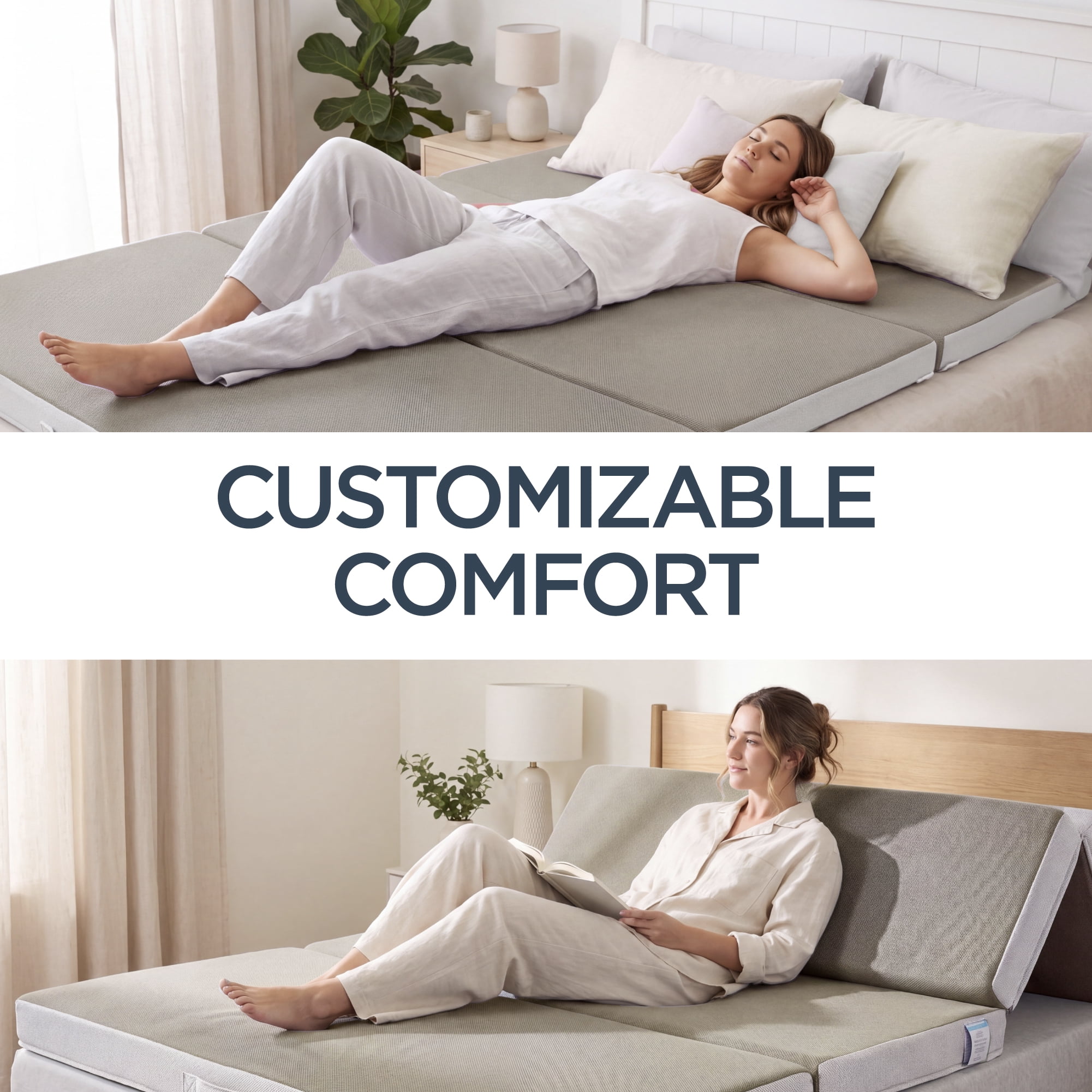 Best Choice Products 4in Thick Folding Portable Twin XL Tri-Fold Mattress w/ Carry Case, Washable Cover - Taupe