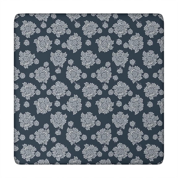 Blue White Floral Pattern Square Fitted Tablecloth with Elastic Edge,Square Table Cover,Washable Elastic Table Cover for Home Kitchen Party Decor 34"x34"