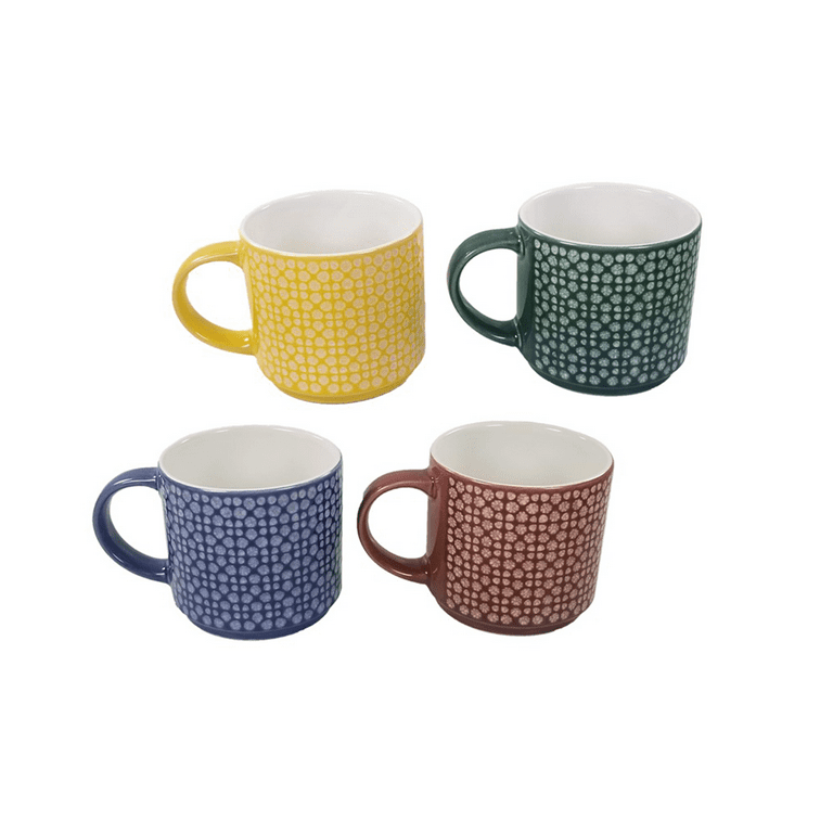 Adewnest Stackable Coffee Mugs Set : 13 oz Stacking Coffee Cups Ceramic -  Porcelain Tea Cup Set of 4 for Home & Office(Cool Color)